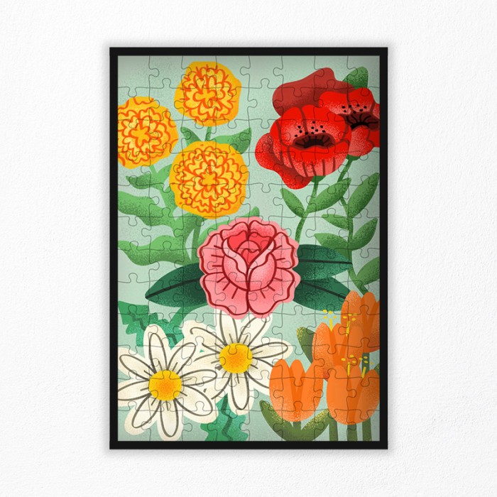 puzzle fleurs en bois