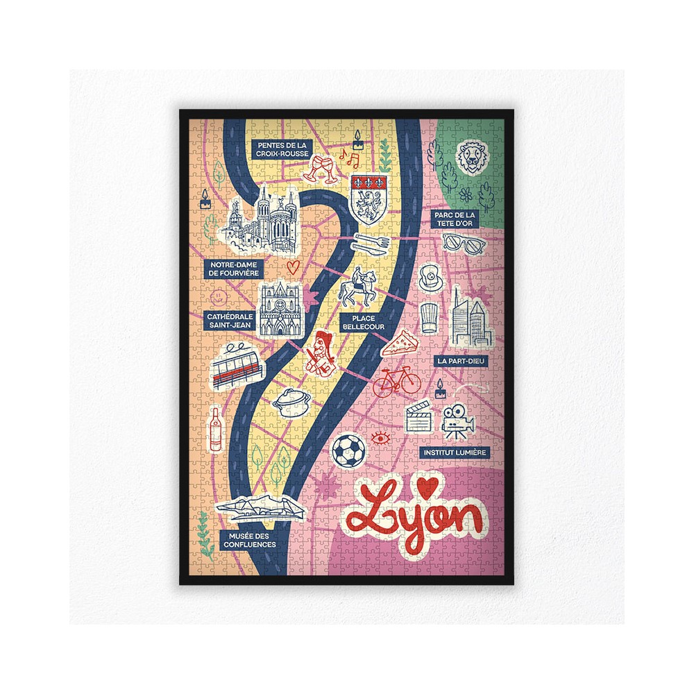 1000 pieces Lyon Map Puzzle