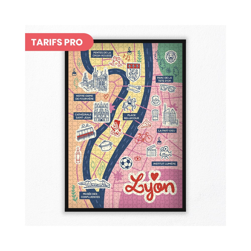 Revendeurs | Puzzle Carte Lyon | 1000 ou 500 Pièces | La Puzzlerie